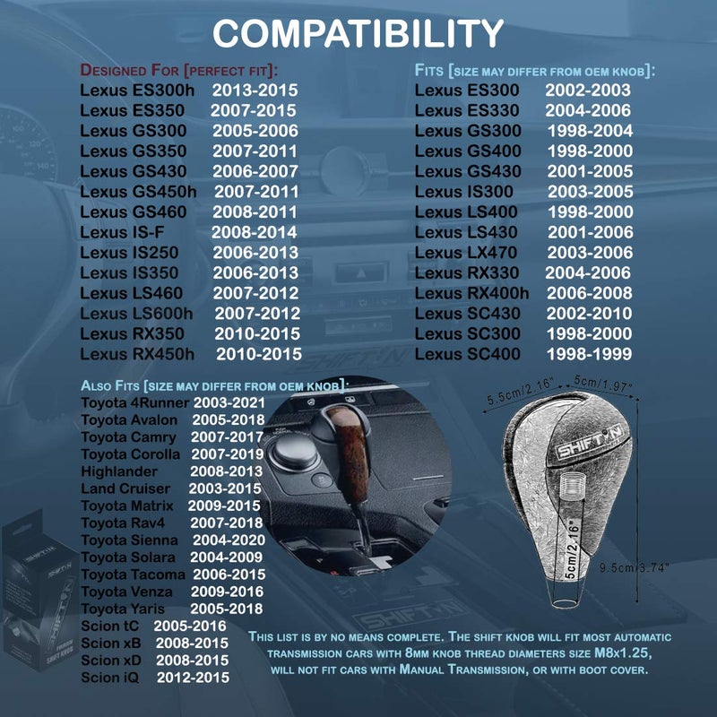 SHIFTIN Gear Shift Knob, Cherry Red, Walnut Wood, Leather, for Lexus ES300h ES350 GS300 GS350 GS430 GS450h GS460 IS250 IS300 IS350 LS460 LS600h RX350 RX450h - Image 5